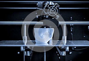 Objects printed by 3d printer. Copy spase.