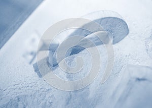 Objects printed 3D printer from powdered polyamide lying white polyamide powder