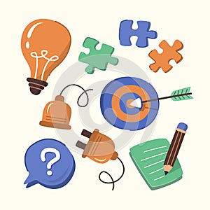 Objects Set for Strategy Solution Element Concept Illustration