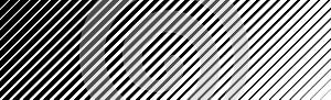 Oblique line halftone gradation texture. Fading diagonal stripe gradient background. Slanted pattern backdrop. Thin to