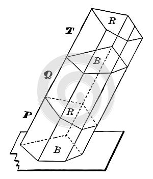 Oblique Prism Truncated Into 3 Sections vintage illustration