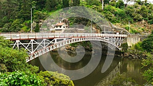 Oblique view of cataract gorge bridge in the city of launceston in tasmania