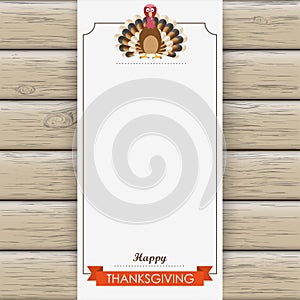 Oblong Banner Wood Thanksgiving Turkey