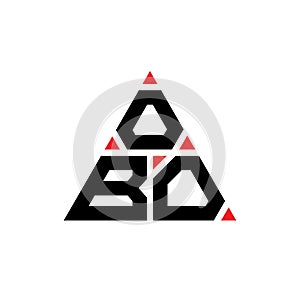 OBO triangle letter logo design with triangle shape. OBO triangle logo design monogram. OBO triangle vector logo template with red