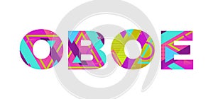 Oboe Concept Retro Colorful Word Art Illustration