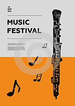 oboe, hautboy. Music festival poster.