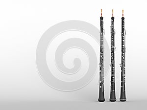 Oboe on white 3D rendering