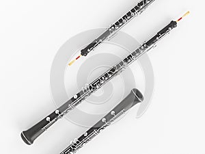 Oboe on white 3D rendering