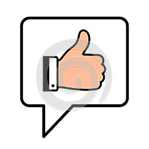 Thumb up on bubble speech icon symbol photo