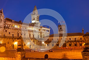 Obradoiro Square in evening. Santiago de Compostela