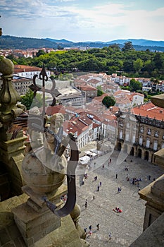 Obradoiro square view from Santiago de Compostela Cathedral, Galicia, Spain