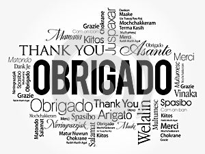Obrigado (Thank You in Portuguese) Word Cloud background