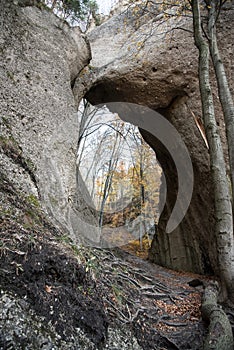 Obrovska brana natural arch in Sulovske skaly mountains in Slovakia
