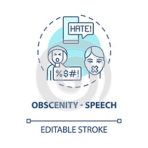 Obscenity speech blue concept icon