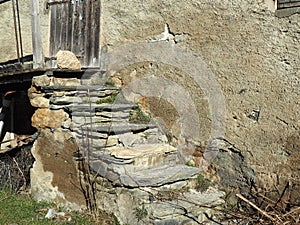 Obscure old stone stairs of vintage house