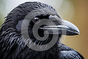Observant Raven closeup corvus. Generate Ai