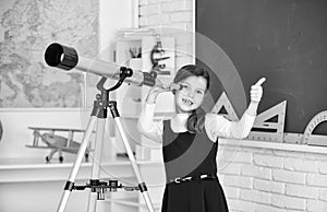 Observation concept. Astronomy and Astrophysics. Stars and galaxies. Study telescope. School astronomy lesson. School