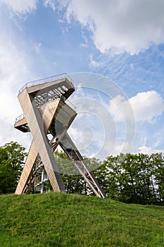 Observation deck on beautiful Salas lookout tower, Uherske Hradiste district, Zlin region, Moravia, Czech Republic