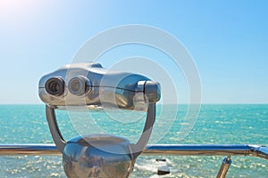 Observation deck with binocular to view the ocean sea