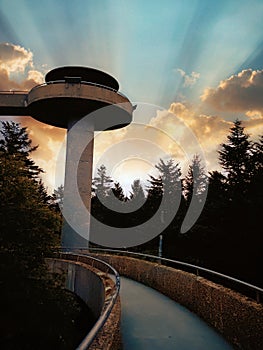 Observation deck of Clingmans Dome in Great Smoky Mountains National Park Gatlinburg, USA