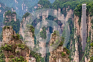 Observation elevator at mountain of Zhangjiajie