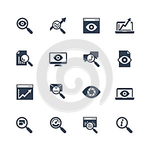 Observation and monitoring icons in glyph style