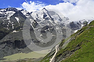 Observation Point near Kaiser-Franz-Josefs-Hoehe, with Grossglockner mountain in the background, Austria