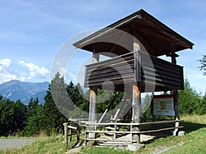 Observation post or Watchtower at the Heidiâ€™s Trail Heidi Erlebnisweg in the Bundner Herrschaft Buendner Herrschaft region