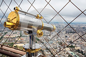 Observation Telescope of the Eiffel tower. Paris, France