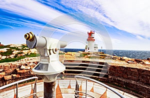 Observation telescope with Lindesnes Lighthouse