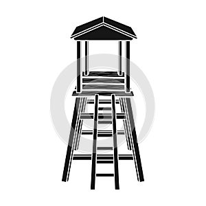 Observation tower for hunters.African safari single icon in black style vector symbol stock illustration web.