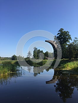 Observation tower in Kirkilai lakes near Birzai, Lithuania