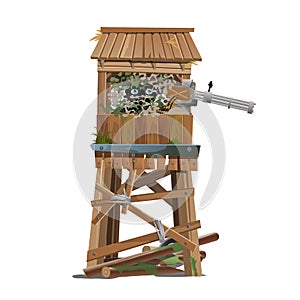 Observation tower with machine gunner