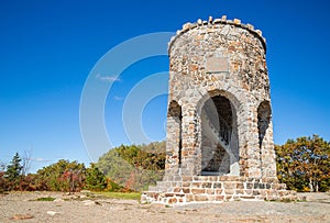 Observation tower at the peak of Mount Battie in Camden, Maine photo