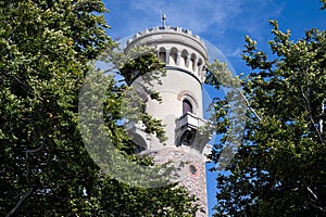 The observation tower on the summit of the mountain Kickelhahn in Thuringia near th Ilmenau