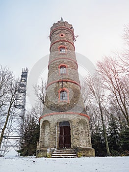 Observation view tower Jedlova. The stony historical viewtower