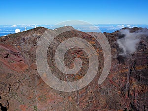 Observatories in the Roque de Los Muchachos crater in La Palma, Canary Islands