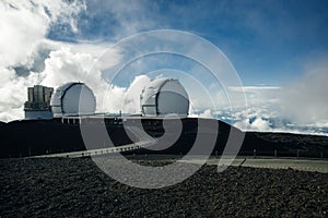 Observatories on top of Mauna Kea mountain on the Big Island of Hawaii, United States