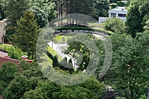 The observatory tower garden on Petrin Hill in Prague, Czech Republic.