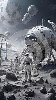 astronauts on an alien world. AI generated photo