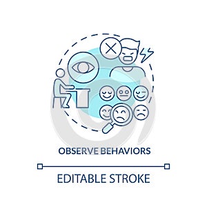 Observe behaviors turquoise concept icon