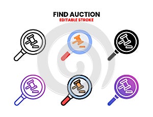 Observe With Gavel icon set with different styles.