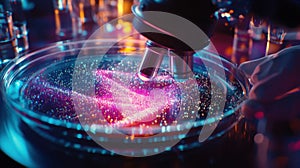 Observing microscopic particles under magnification in laboratory