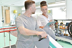 Observing physical therapy patient