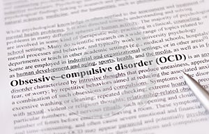 Obsessive compulsive disorder or OCD. education or healthcare concept / selective focus.