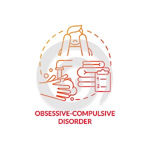 Obsessive-compulsive disorder red gradient concept icon
