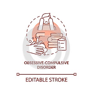 Obsessive-compulsive disorder terracotta concept icon