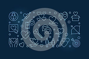 Obsessive Love vector blue outline illustration or banner