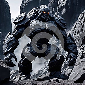 Obsidian golem is a living statue carved from dark, volcanic rock