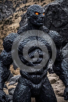 Obsidian golem is a living statue carved from dark, volcanic rock